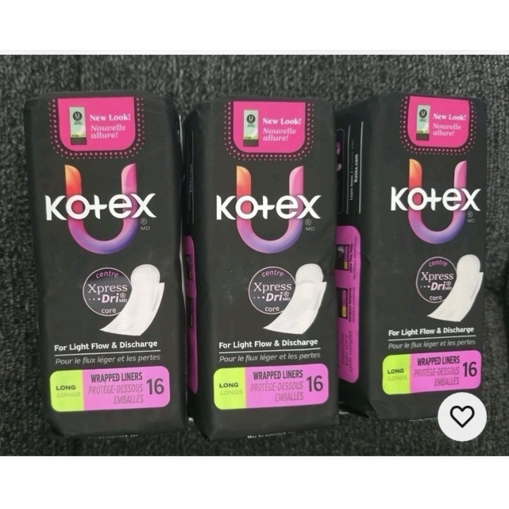3 pks U by Kotex Express Dri For Light flow Wrapped Liners Long 16 Count